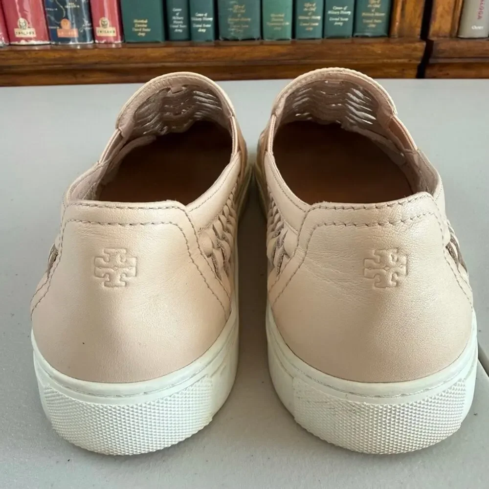 Tory Burch Huarache 2 Woven Slip-On Blush Leather 8.5 Sneakers